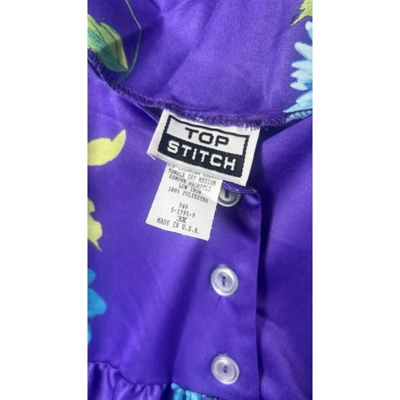 Vintage 90s Top Stitch Kaftan Womens 3X Purple Floral House Dress MuuMuu - Picture 3 of 5